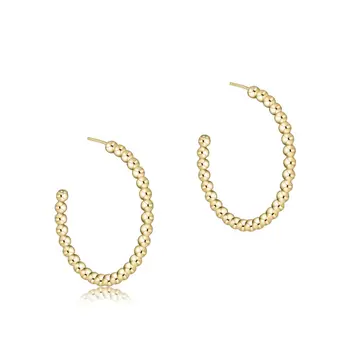 eNewton Beaded Classic 1.25" Post Hoop - 3mm Gold