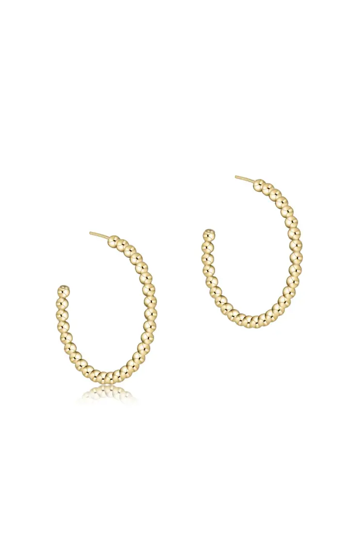 eNewton Beaded Classic 1.25" Post Hoop - 3mm Gold