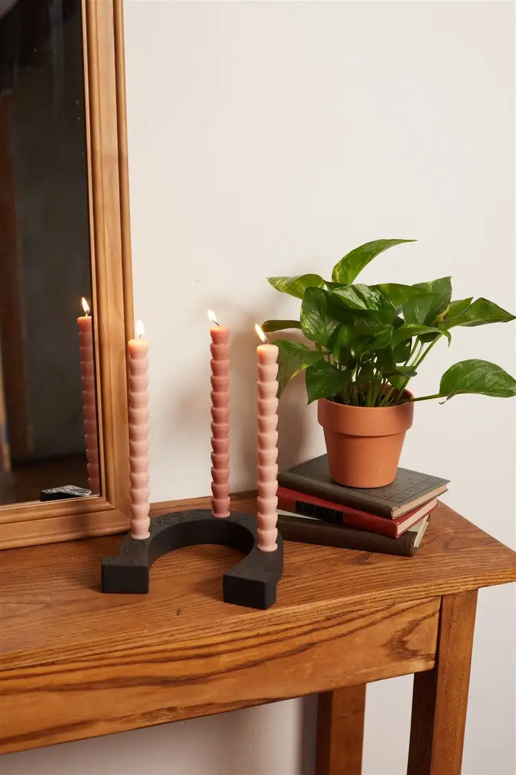 Paddywax Nashville Black Ceramic Horseshoe Taper Holder w/ Hangtag