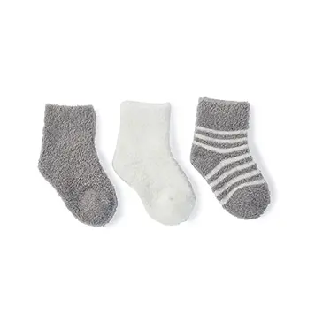 Barefoot Dreams CozyChic Lite® Infant Socks 3-pack / Pewter Pearl