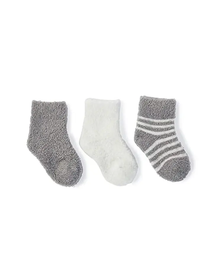Barefoot Dreams CozyChic Lite® Infant Socks 3-pack / Pewter Pearl