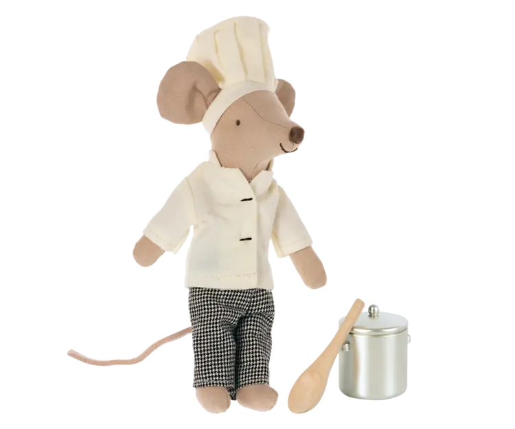 Maileg Chef mouse w. soup pot and spoon / Big brother