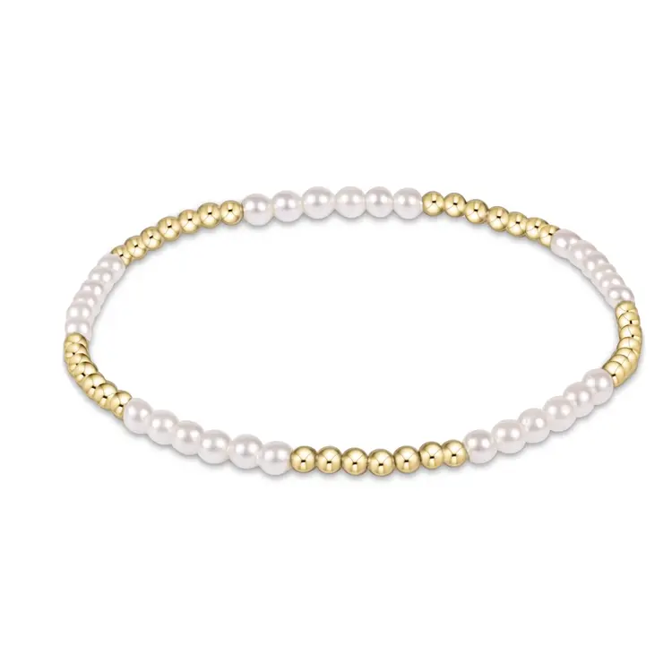 eNewton Classic Blissful Pattern 2.5mm Bead Bracelet - 3mm Pearl