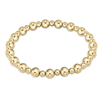 eNewton Classic Grateful Pattern 6mm Bead Bracelet - Gold