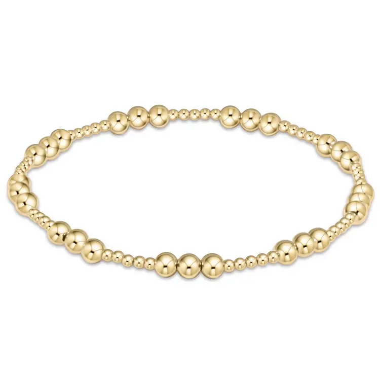 eNewton Classic Joy Pattern 4mm Bead Bracelet - Gold