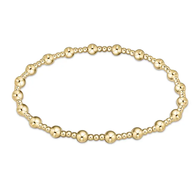 eNewton Classic Sincerity Pattern 4mm Bead Bracelet - Gold