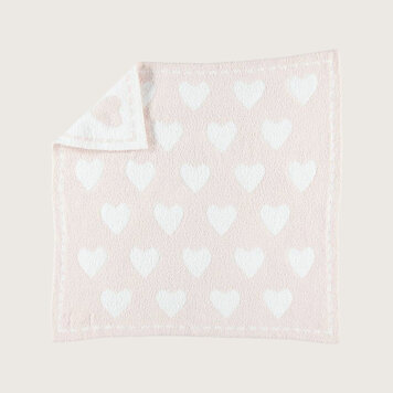 Barefoot Dreams CozyChic® Dream Receiving Blanket / Pink / White / Hearts