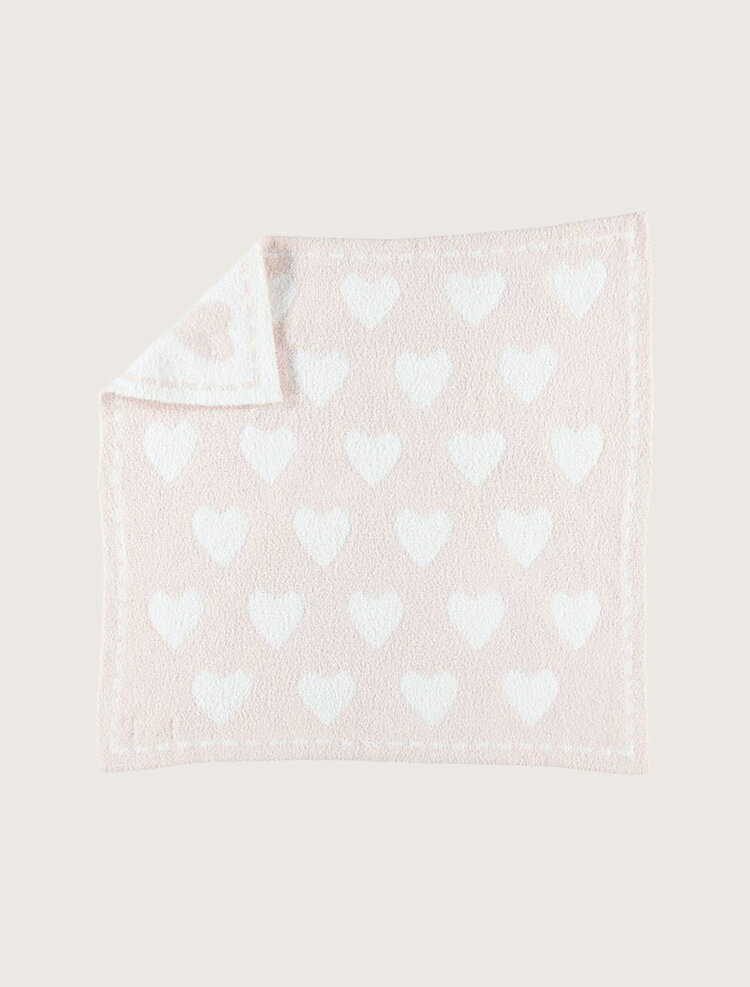 Barefoot Dreams CozyChic® Dream Receiving Blanket / Pink / White / Hearts