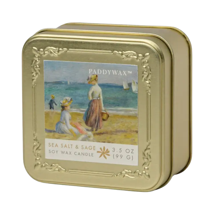 Paddywax August Renoir "Figures on the Beach" - 3.5 Gold Tin Candle