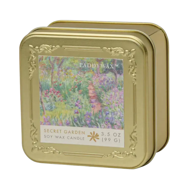 Paddywax Claude Monet "Garden of Giverny" - 3.5 oz Gold Tin Candle