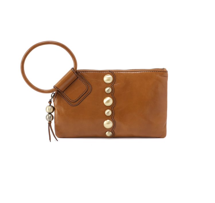 Hobo Bags Sable Wristlet / Polished Leather / Truffle with Studs