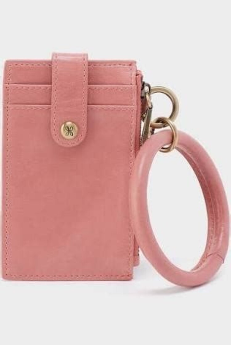 Hobo Bags Ring Credit Card Wristlet / Polished Leather / Rose