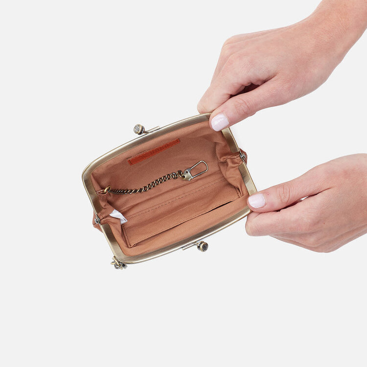 Hobo Bags Cheer Frame Pouch / Metallic Leather / Pink