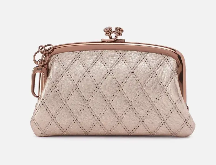 Hobo Bags Cheer Frame Pouch / Metallic Leather / Pink