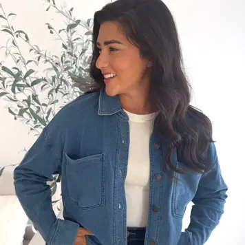 Z Supply All Day Cropped Knit Jacket / Vintage Indigo - M