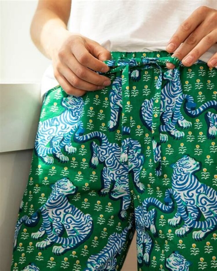 Printfresh Tiger Queen  Long PJ Pant / XS / Jade