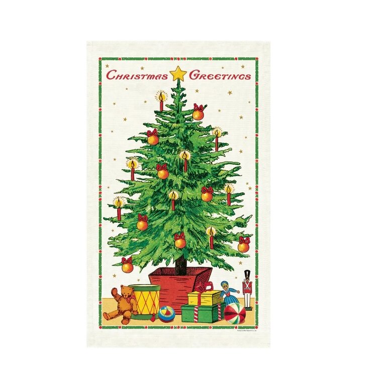 Cavallini & Co. Vintage Tea Towel "Christmas Greetings"