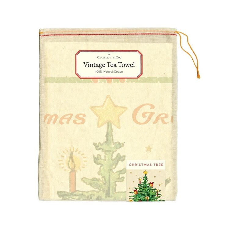 Cavallini & Co. Vintage Tea Towel "Christmas Greetings"