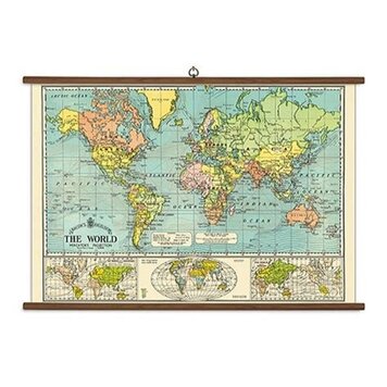 Cavallini & Co. World Map Vintage School Chart