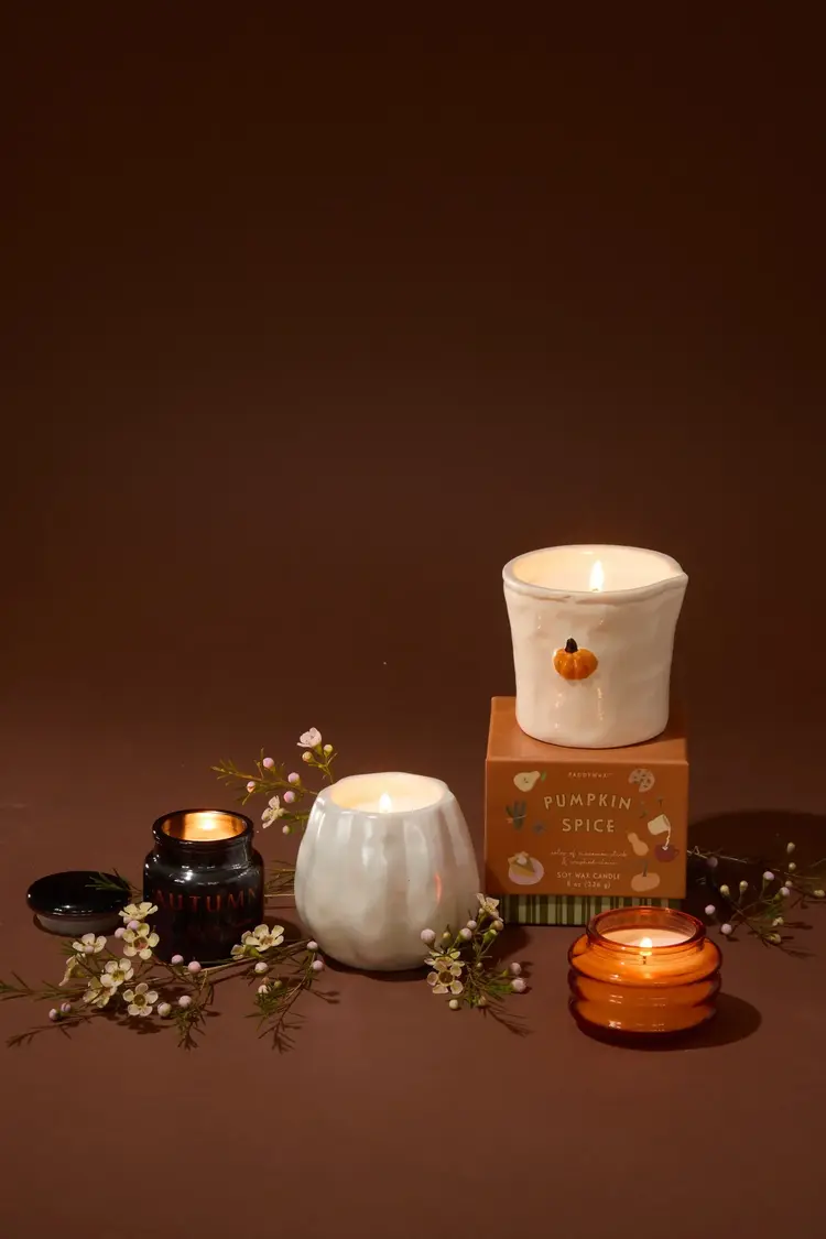 Paddywax Flaming Pumpkin - White Metallic Pumpkin Candle