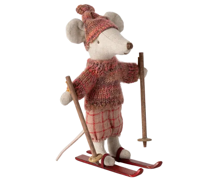 Maileg Winter mouse with ski set / Big sister -  Rose