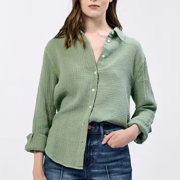 Dear John Denim Gaia Poplin / Iceberg Green - XL