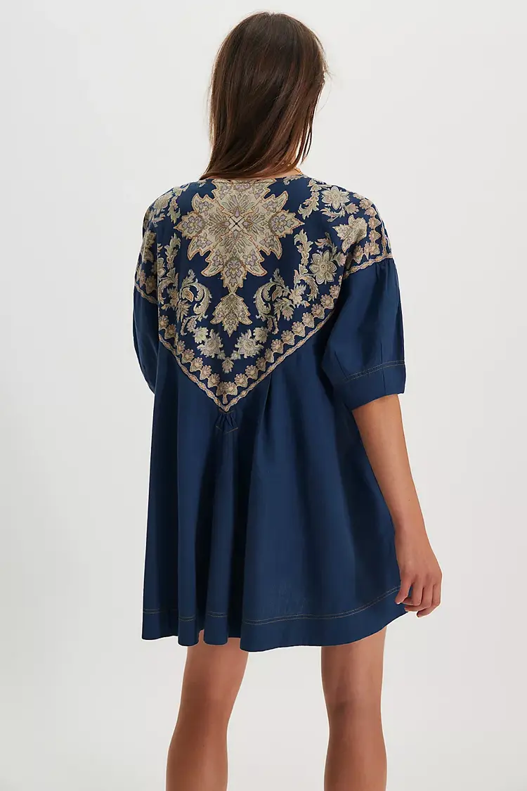 Free People Orson Mini Dress / Indigo Combo - M
