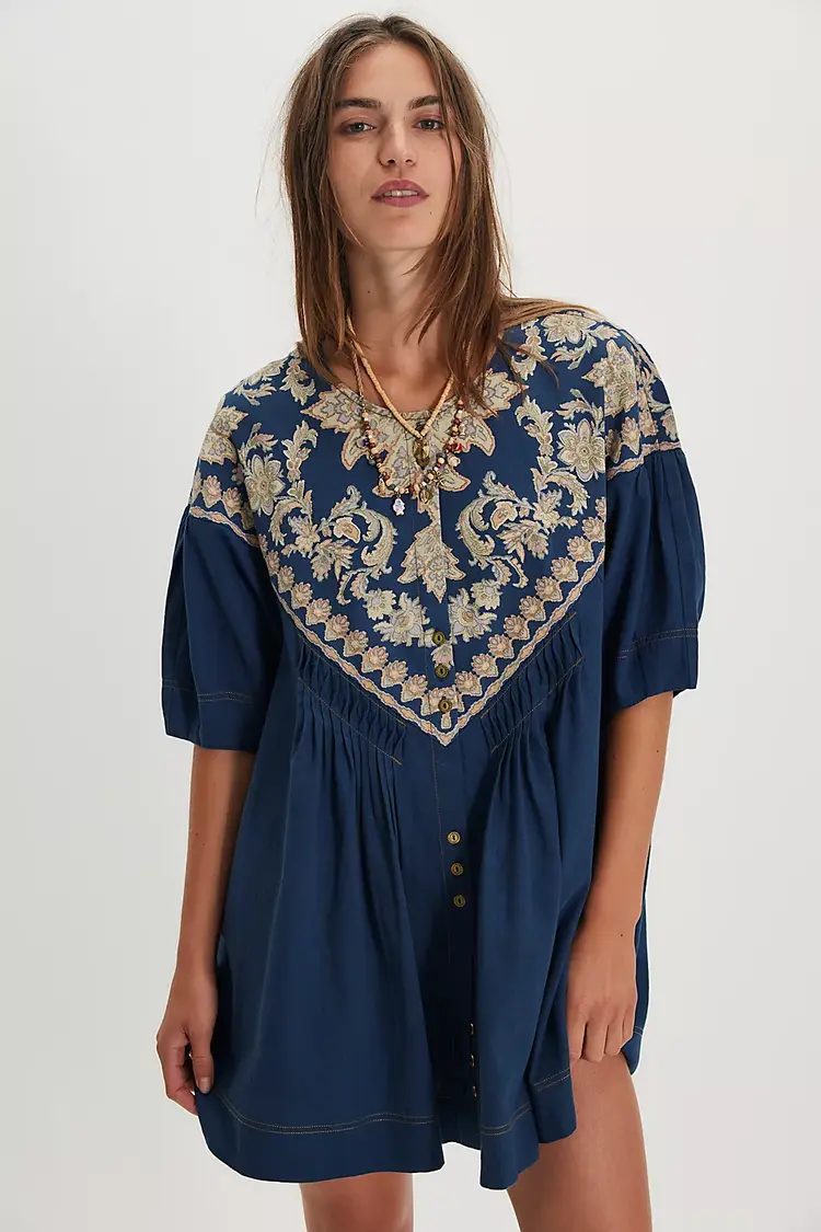 Free People Orson Mini Dress / Indigo Combo - M