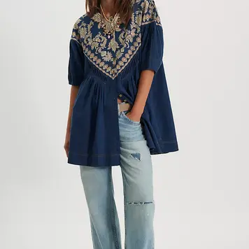 Free People Orson Mini Dress / Indigo Combo - XS