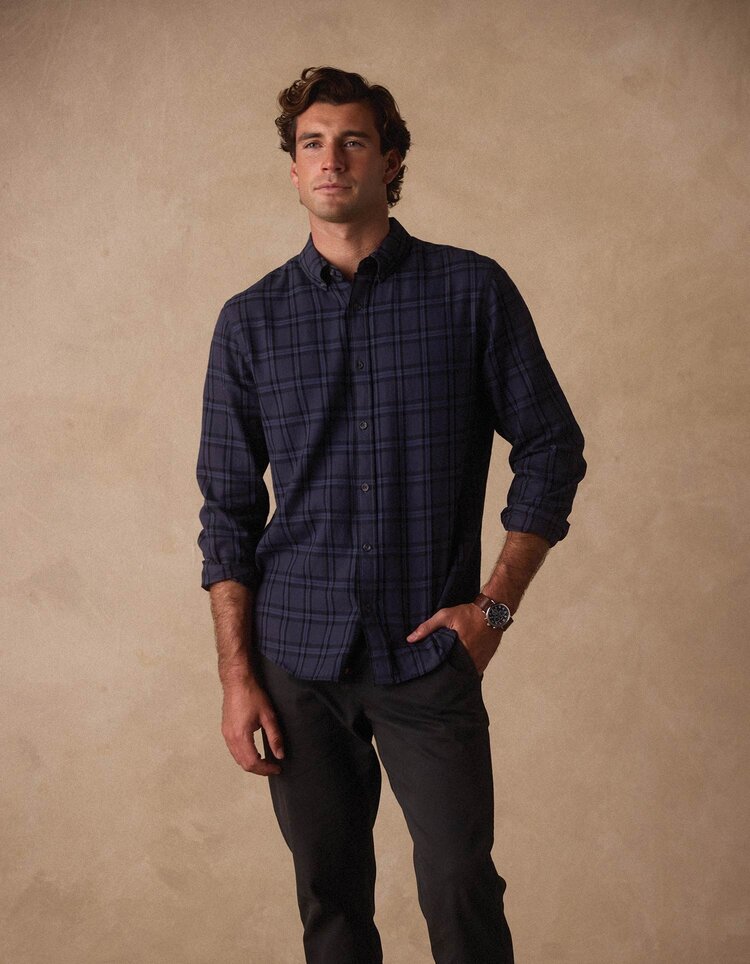 The Normal Brand Nikko Classic Button Up / Indigo Plaid - M