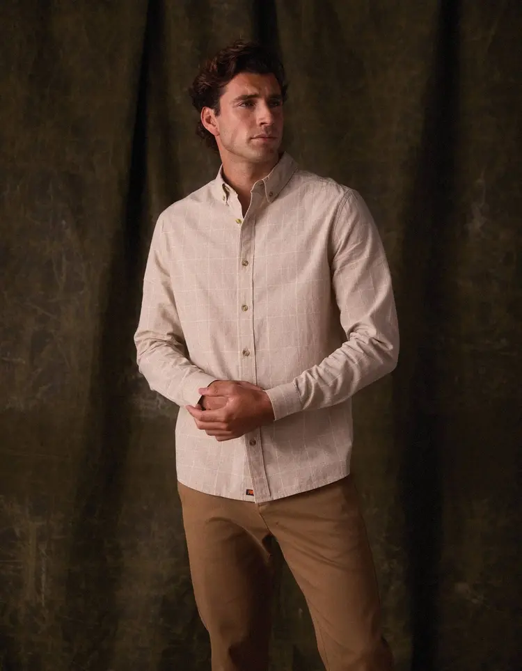 The Normal Brand Nikko Classic Button Up / Tan Plaid- M