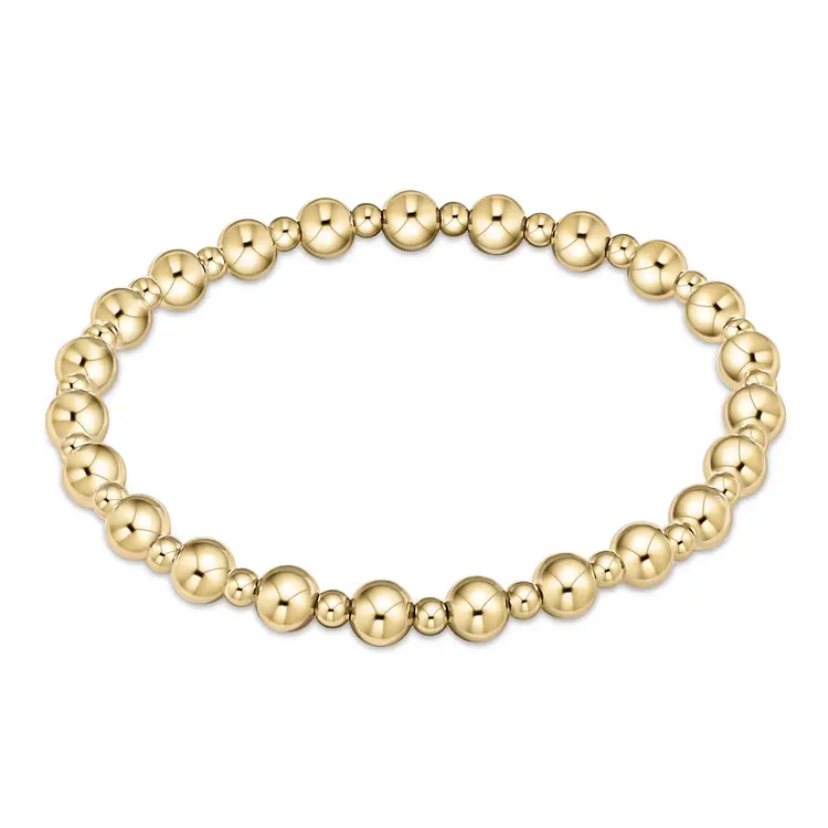 eNewton Classic Grateful Pattern 5mm Bead Bracelet - Gold