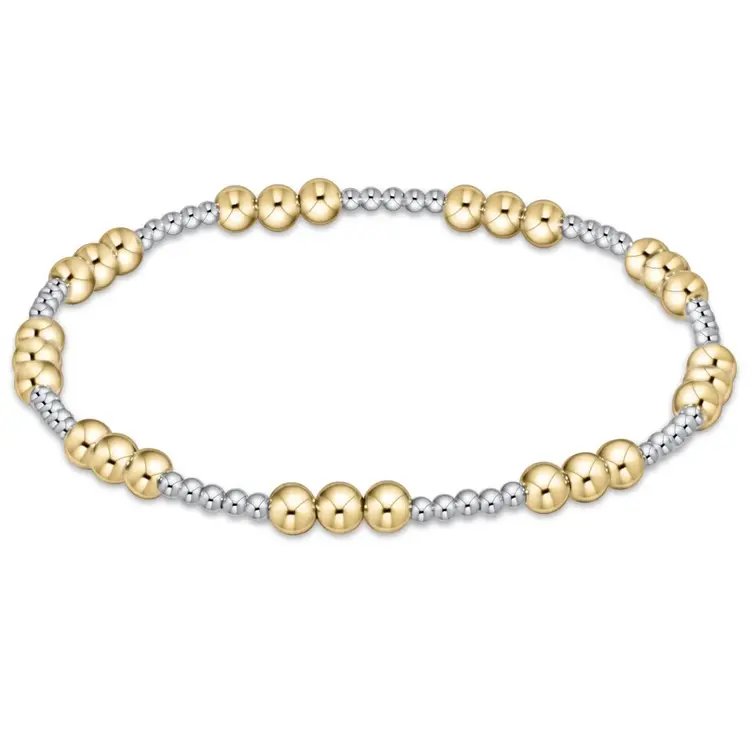 eNewton Classic Joy Pattern 4mm Bead Bracelet - Mixed Metal