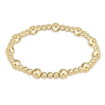 eNewton Classic Sincerity Pattern 6mm Bead Bracelet - Gold