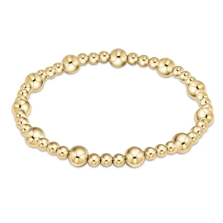 eNewton Classic Sincerity Pattern 6mm Bead Bracelet - Gold