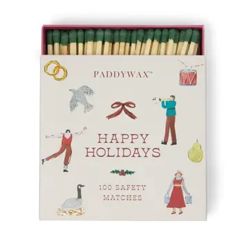 Paddywax Holiday Jumbo Boxed Safety Matches - 12 Days of Christmas