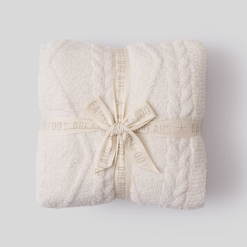Barefoot Dreams CozyChic® Fisherman Cable Throw | Cream