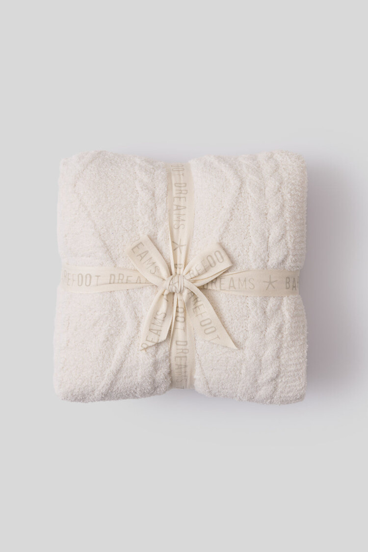 Barefoot Dreams CozyChic® Fisherman Cable Throw | Cream