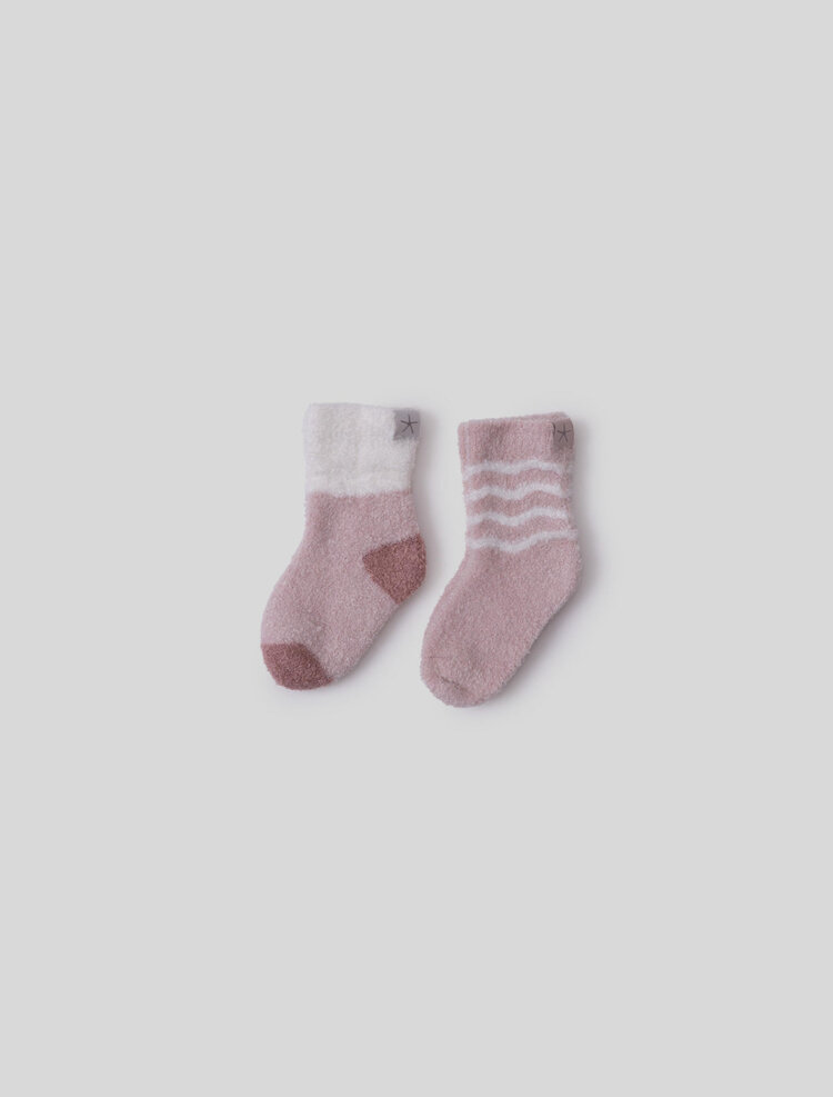 Barefoot Dreams CozyChic Lite® Baby Sock Stripe Set | Dusty Rose Multi