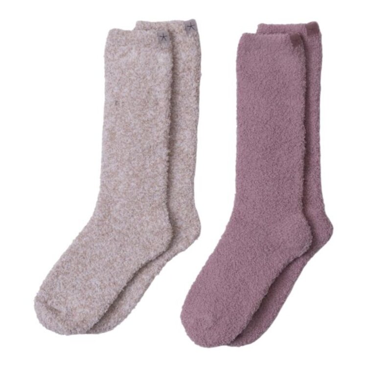 Barefoot Dreams CozyChic® 2 Pair Sock Set | Teaberry/Heathered Stone