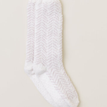 Barefoot Dreams CozyChic® Women's Herringbone Socks | Cream/Stone