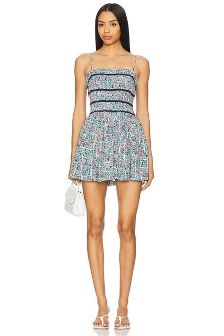 Free People Bali Checked Out Printed Romper / Gardenia Combo - L