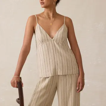 Faherty Brand Riviera Linen Tank - Driftwood Stripe