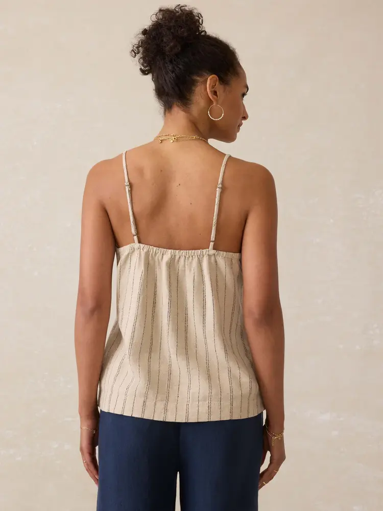 Faherty Brand Riviera Linen Tank - Driftwood Stripe