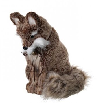Regency 12" Sitting Fur Fox w/ Leather Bowl & Bell
