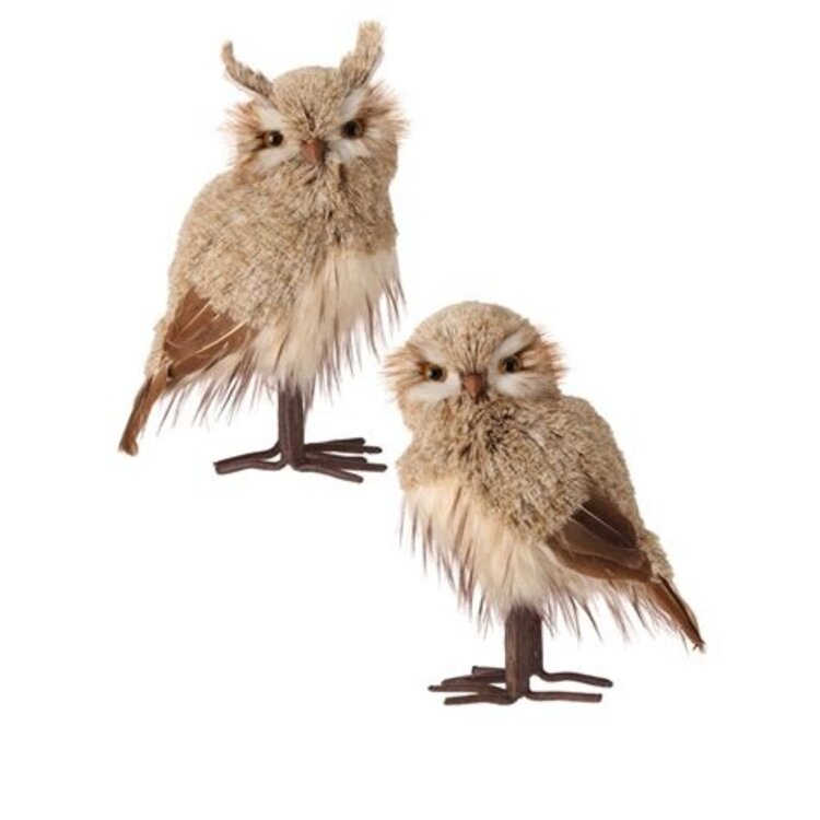 Regency 12.5 Winter Chalet Feather Owl Set of 2