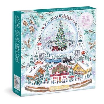 Chronicle Books Alpine Village Snowglobe / 500pc Foil Puzzle