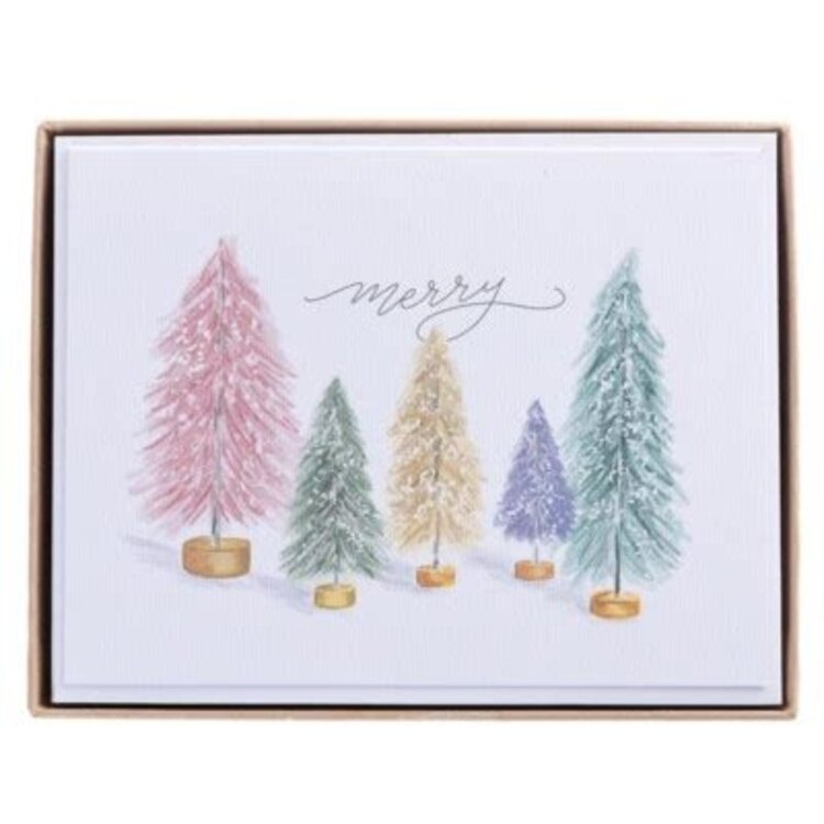 Graphique Colorful Tinsel Trees Boxed Cards