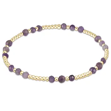 eNewton gemstone gold joy pattern 3mm bead bracelet - amethyst