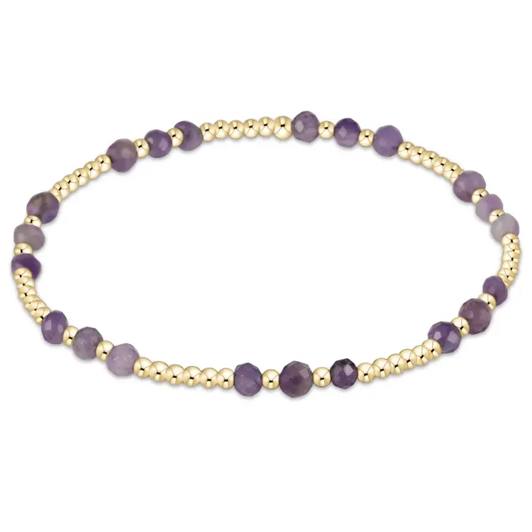 eNewton gemstone gold joy pattern 3mm bead bracelet - amethyst